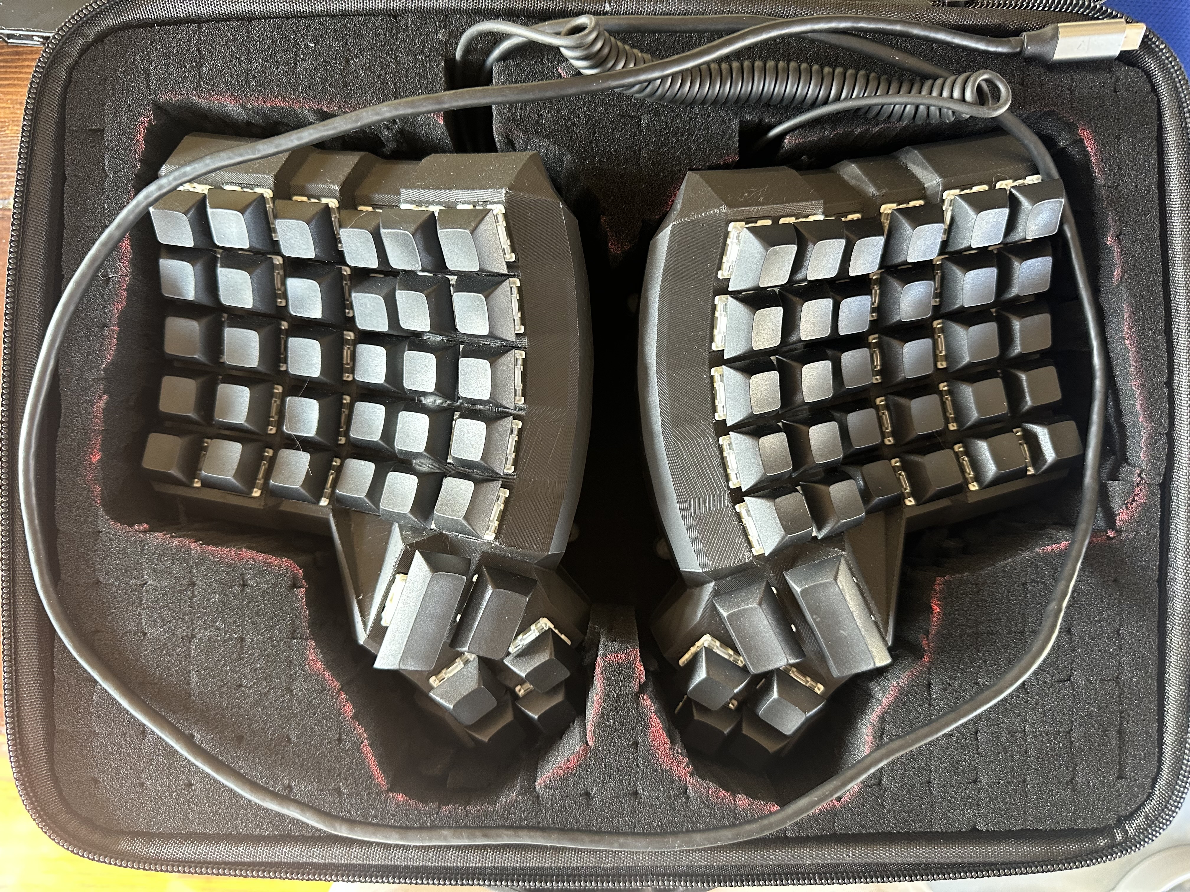 The keyboard displayed in a case